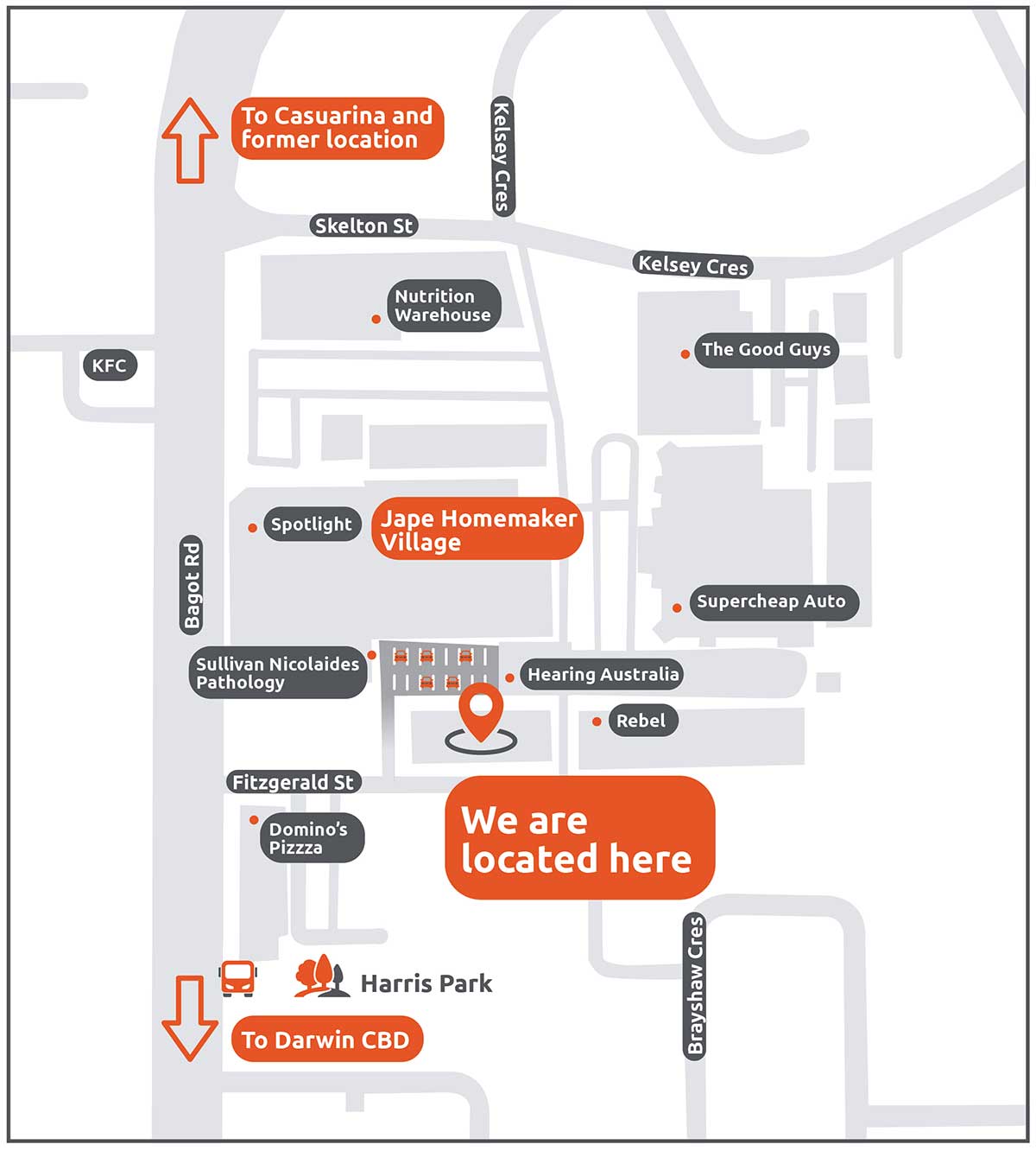 Map showing new location in Jape Homemaker Village